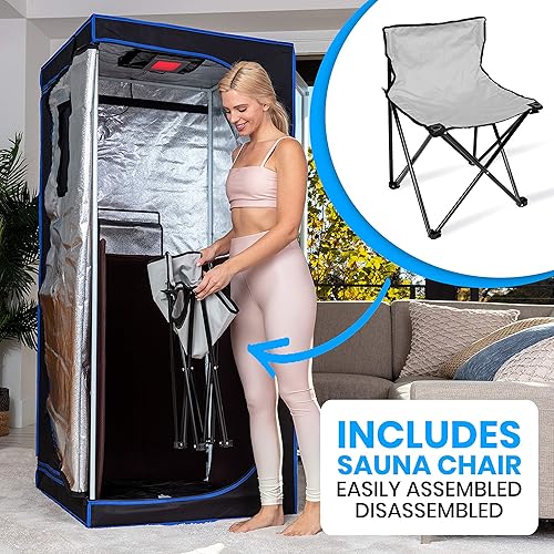 Miniatura 5 de SereneLife SLISAU30BK.5 Sistema compacto y portátil-Terapia personal de lujo desintoxicante climatizada para el hogar, sauna infrarroja, negro