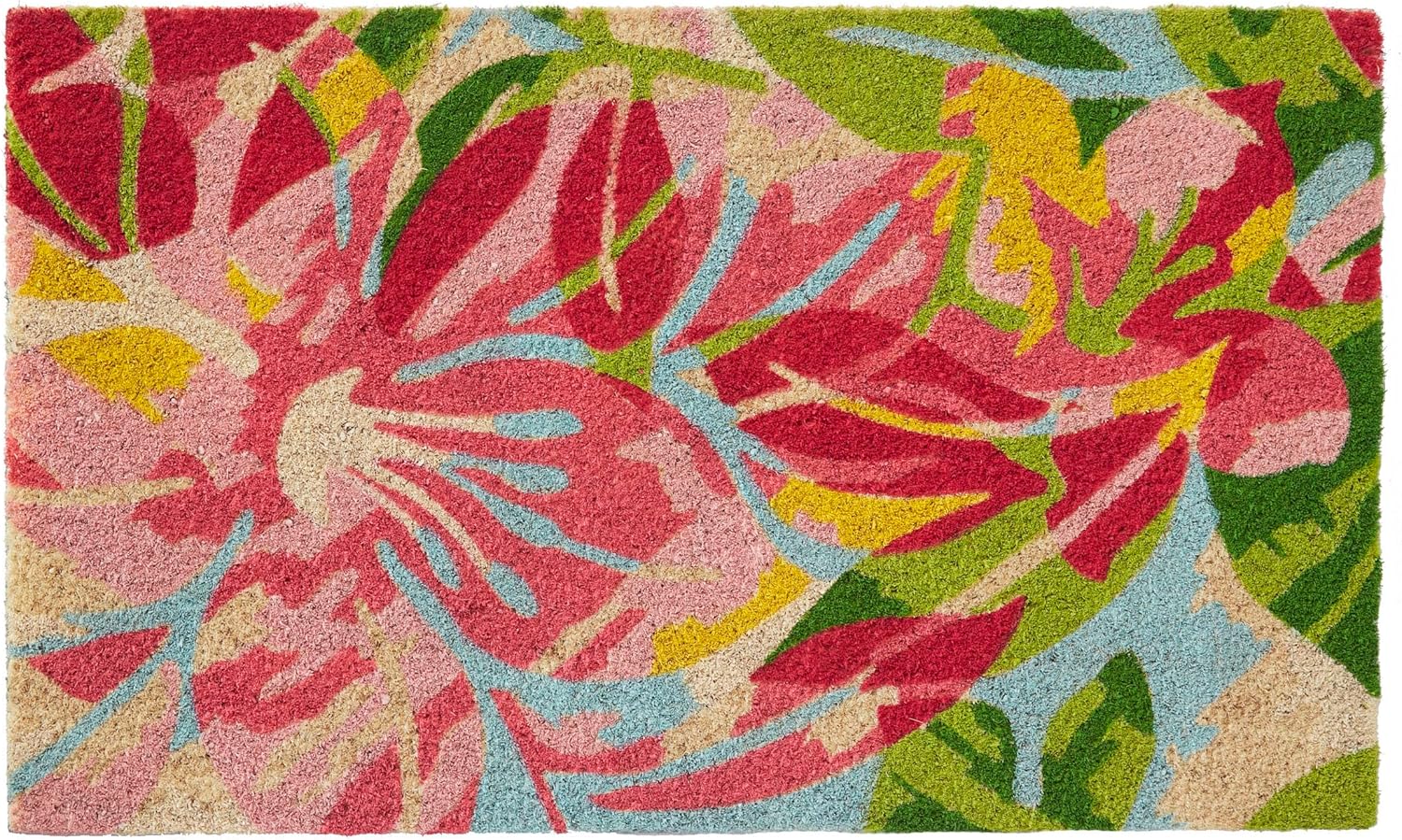 HF by LT Hibiscus 100% Coir Doormat, 18 x 30 inches, Naturally Durable, PVC-Backing, Sustainable, Pink