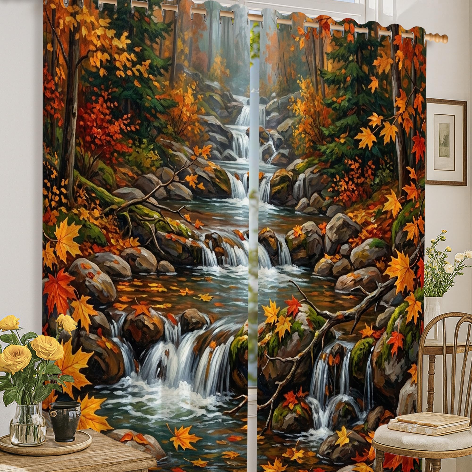 Rideaux occultants cascade orange 132x160cm pour chambre d'enfant