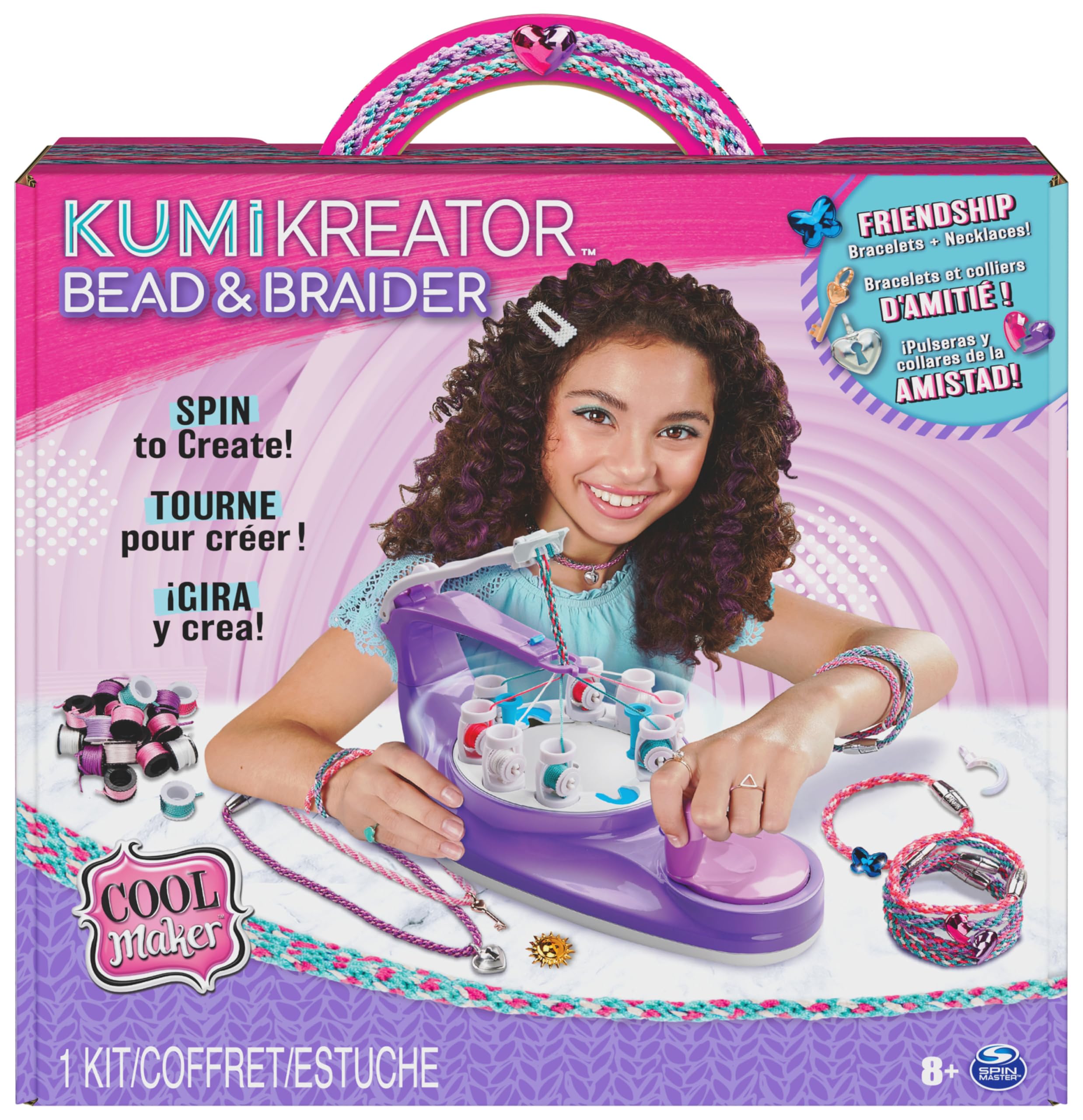 COOL MAKER - KUMIKREATOR 3 EN 1 - Kit de Manualidades niñas para crear Collares y Pulseras de la Amistad - 6064945 - Juguetes Niñas 8 Años +