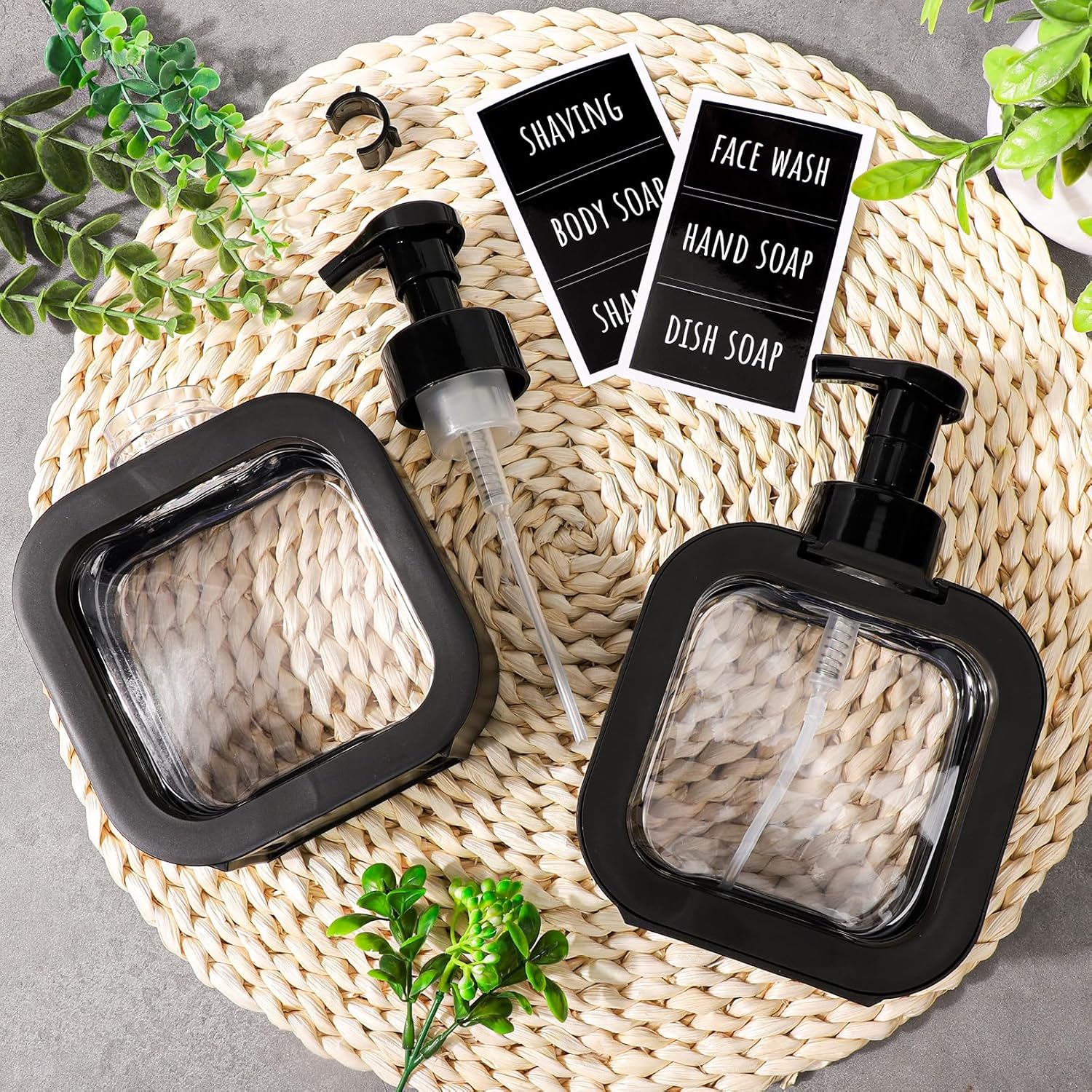 Segbeauty 16.9oz Black Foam Soap Dispensers, 500ml Square Plastic Foaming Dish Soap Dispenser, 2pcs Empty Foam Pump Bottles Refillable Hand Soap Dispenser Foaming for Kitchen Bathroom Toilet Decor - Image 6