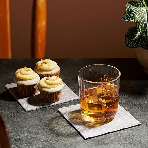 Miniatura 2 de Servilletas de cóctel desechables similares a tela, paquete de 200 servilletas de papel de 10 x 10 pulgadas con puntos negros para bebidas, para