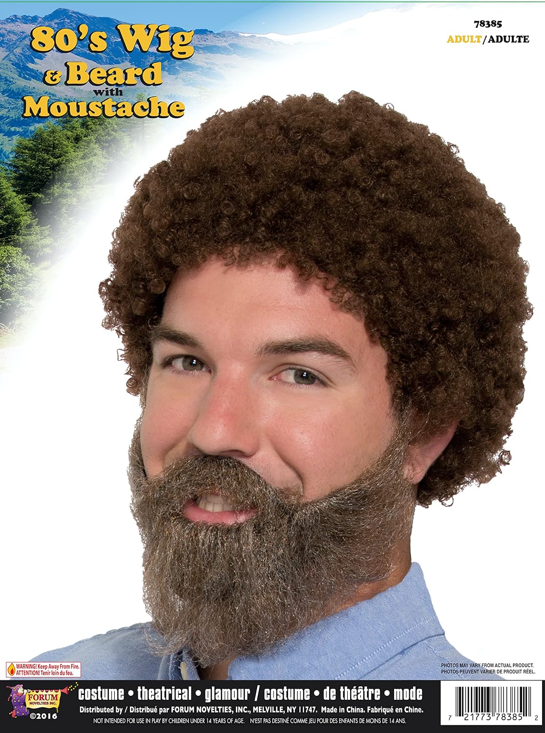 Rubies 1980's Man Beard, Moustache & Wig Set for Adults, Men's No Size