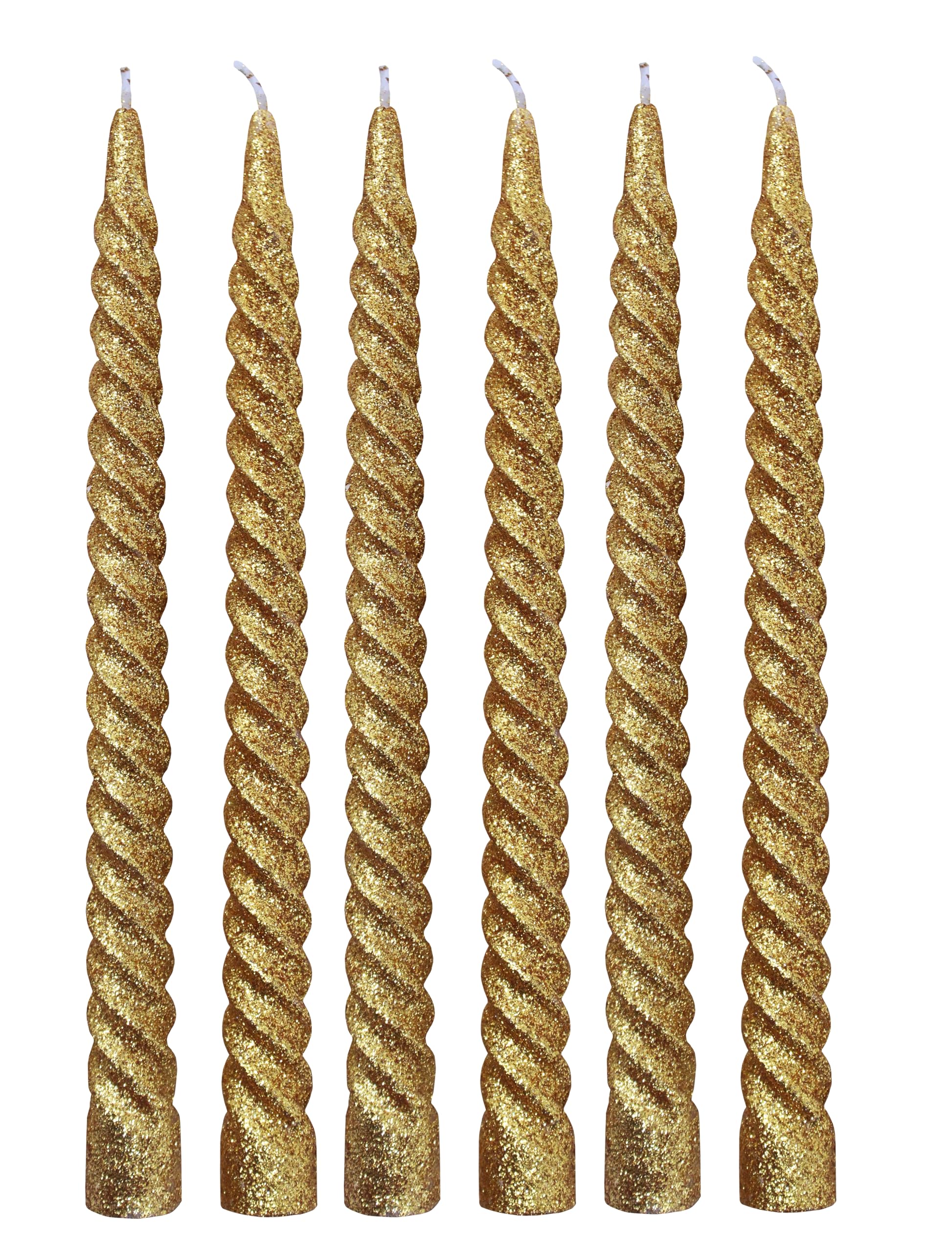 LUCES Paraffin Wax Gold Spiral Candles Stick Taper Smokeless Dripless Scented Twisted for Party Home Dinner Table Decor Set of 6 Burn Time 8 Hour-image-13