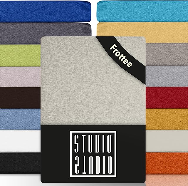 STUDIO Basic prześcieradło z gumką frotte 120 x 200 cm, bawełna przytulna i miękka, Oeko-Tex 100, markowa jakość, prześcieradło z gumką 120 x 200 cm, do wszystkich powszechnie stosowanych materacy o