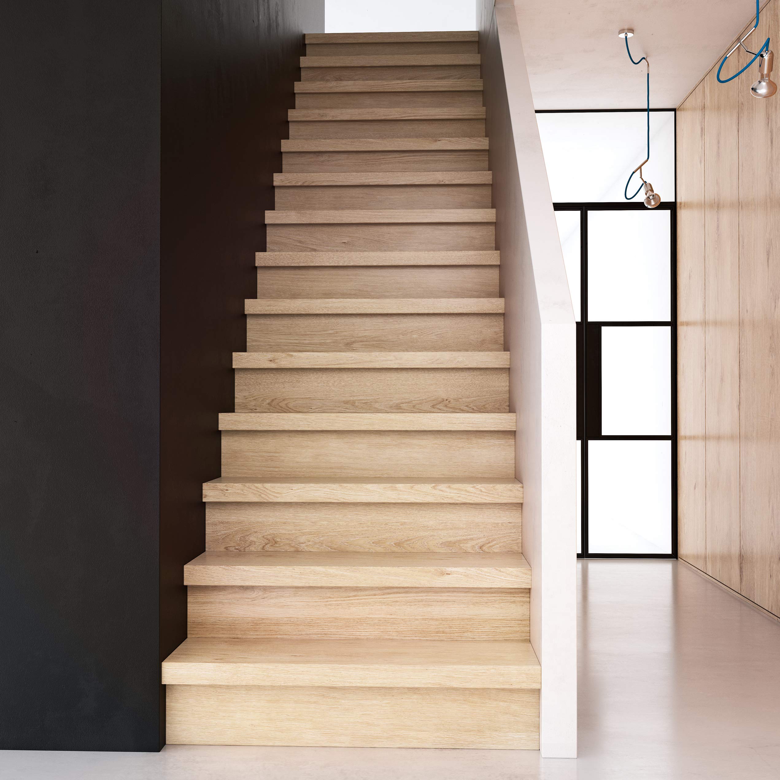 Marche rénovation d'escalier stratifié chêne Clair 1300 x 380 x 56 mm - PEFC 70%