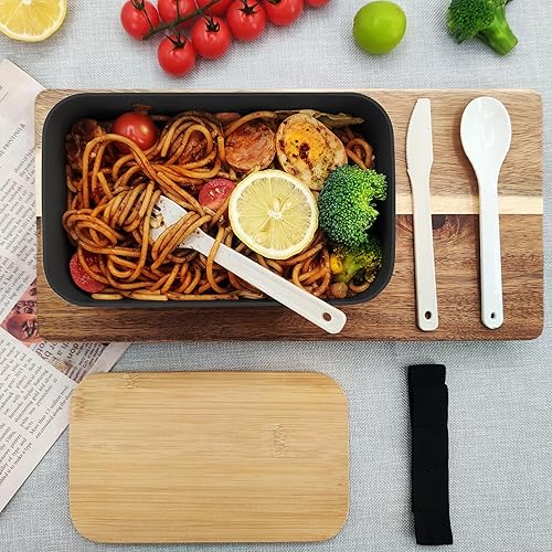 Miniatura 5 de Bento Boxes - Fiambrera Bento de 30.4 fl oz para adultos, simple y moderna, contenedor de preparación de comidas con cuchara y tenedor, sin BPA,
