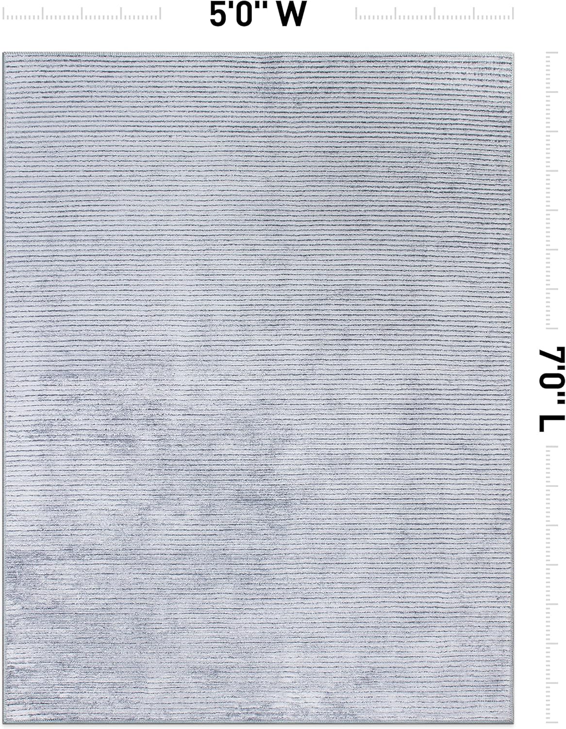Gray 5' x 7' Flat Woven Reversible Synthetic Stripe Rug