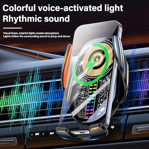 Miniatura 7 de Soporte inalámbrico para teléfono de automóvil de 15 W, sujeción de detección automática de 3 ejes, rotación de 360, soporte de teléfono de carga