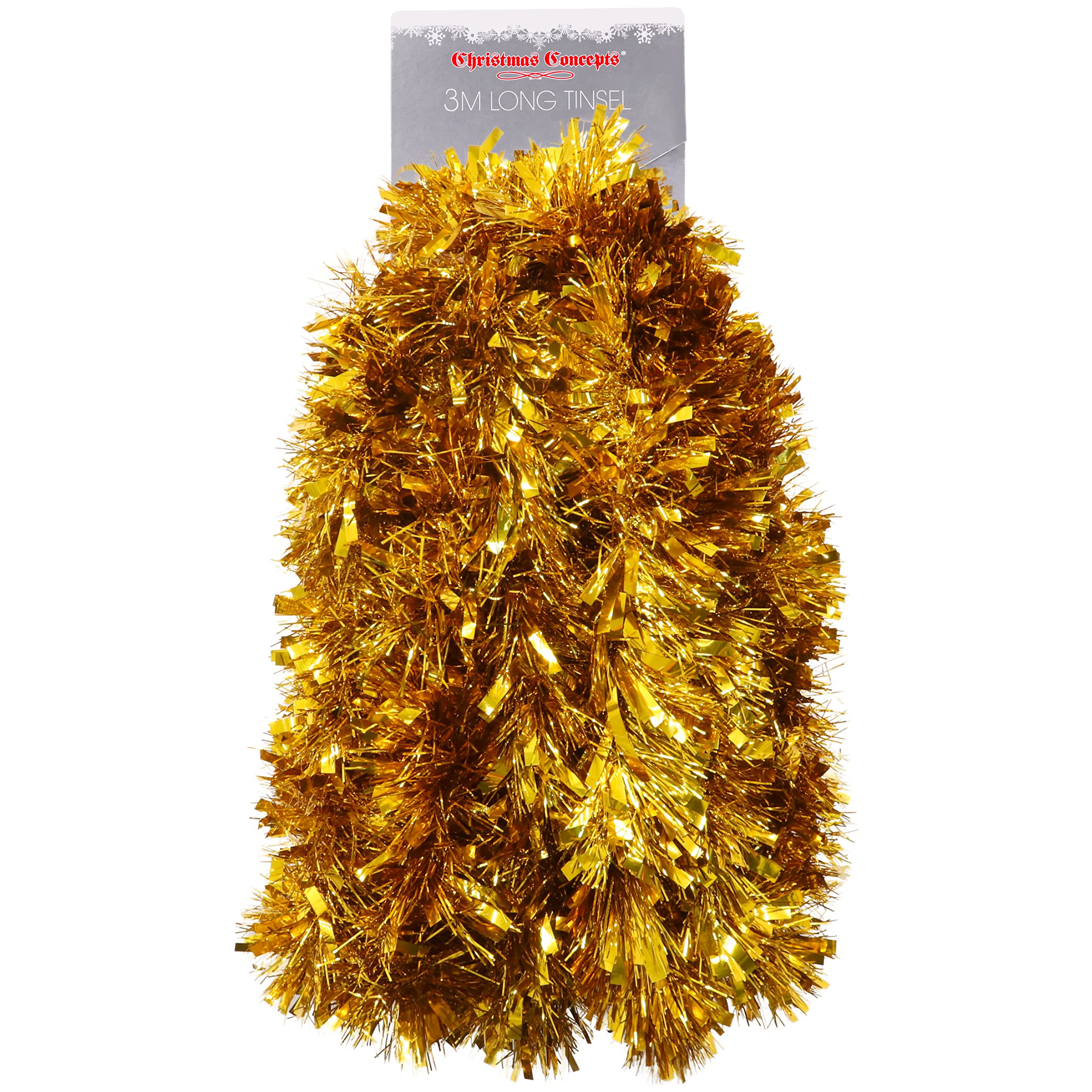 Christmas Concepts® 3m / 9.8ft Chunky/Fine Christmas Tinsel - Christmas Decoration Tinsel (Gold)