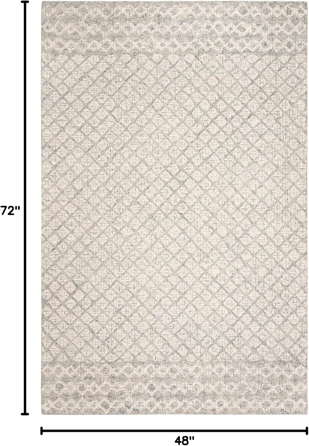 SAFAVIEH Abstract Collection Accent Rug - 4' x 6', Ivory & Grey, Handmade Wool, Ideal for High Traffic Areas in Entryway, Living Room, Bedroom (ABT203F)