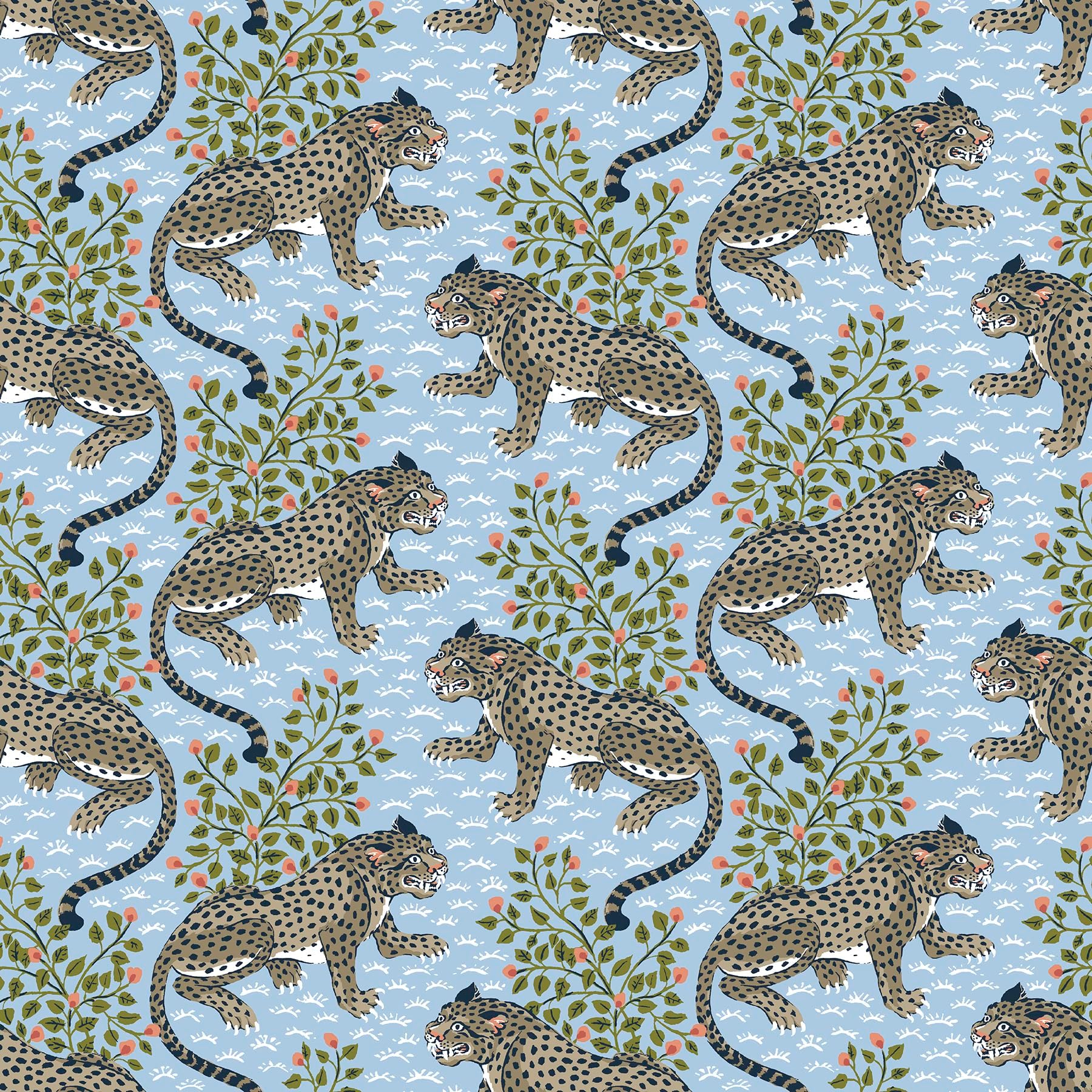 PrintFresh Light Blue Bagheera Peel and Stick Wallpaper