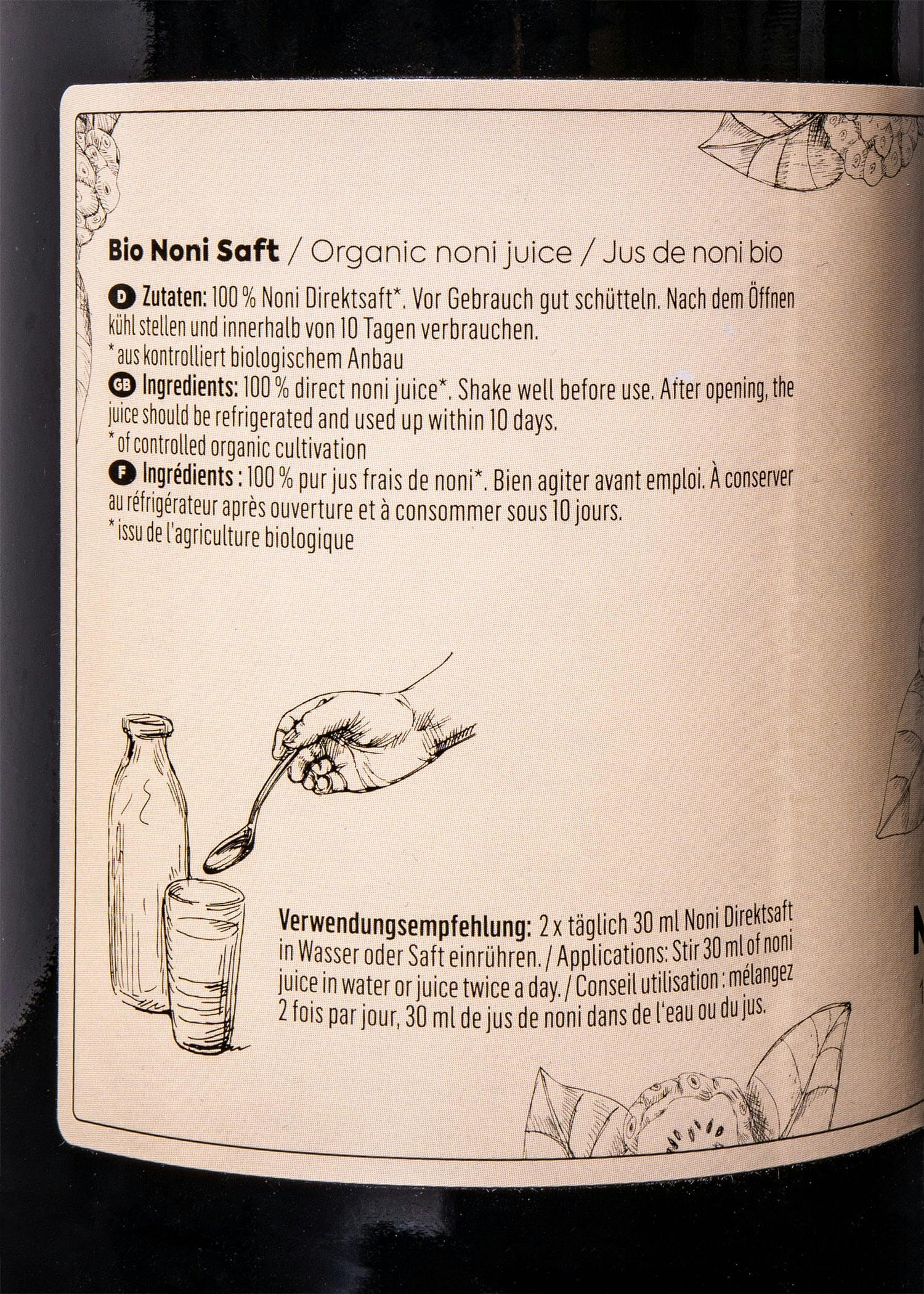KoRo - Bio Noni Saft 100% Direktsaft 6 x 1 L - 100% Direktsaft - Naturbelassen - Ohne Zusätze