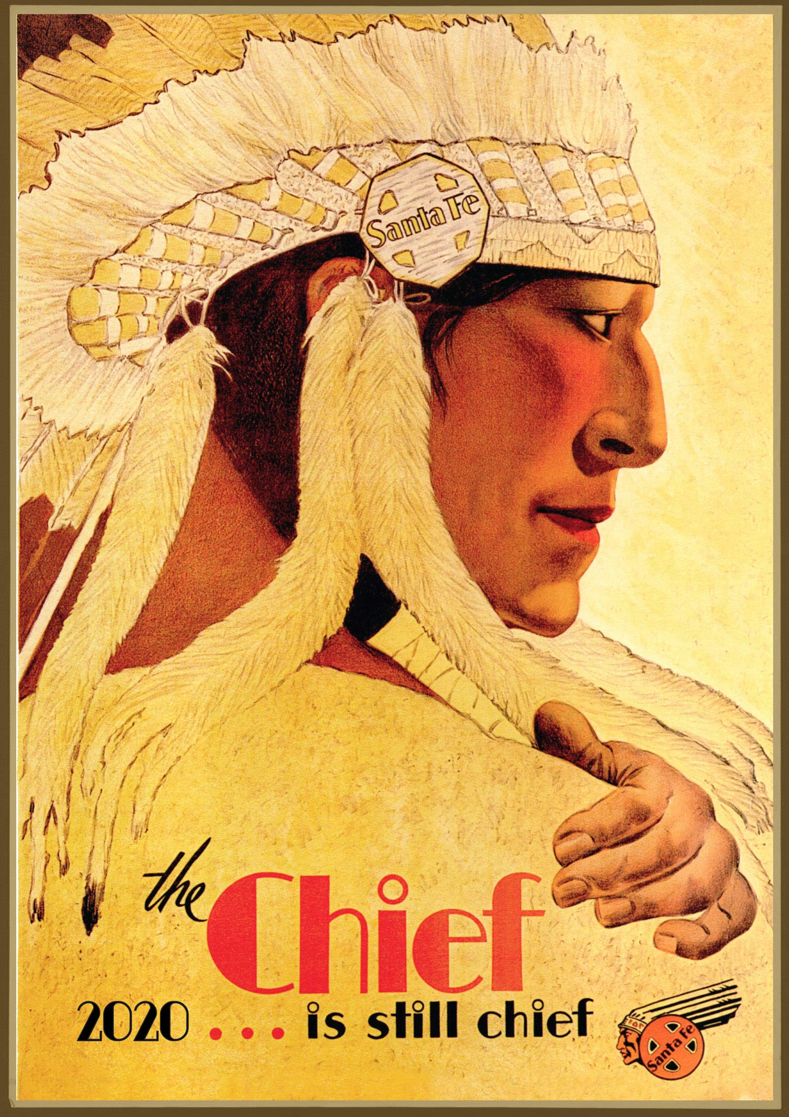 2023 Wall Calendar [12 pages 8"x12"] Chief Native American Vintage Travel Poster Ads