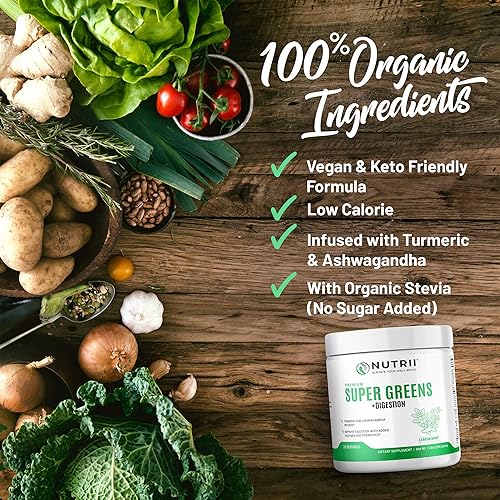 Miniatura 4 de Nutrii Superalimento en polvo orgánico verde para inmunidad - Alivia la digestión, aumenta la energía, vitalidad saludable. Fórmula diaria de acción