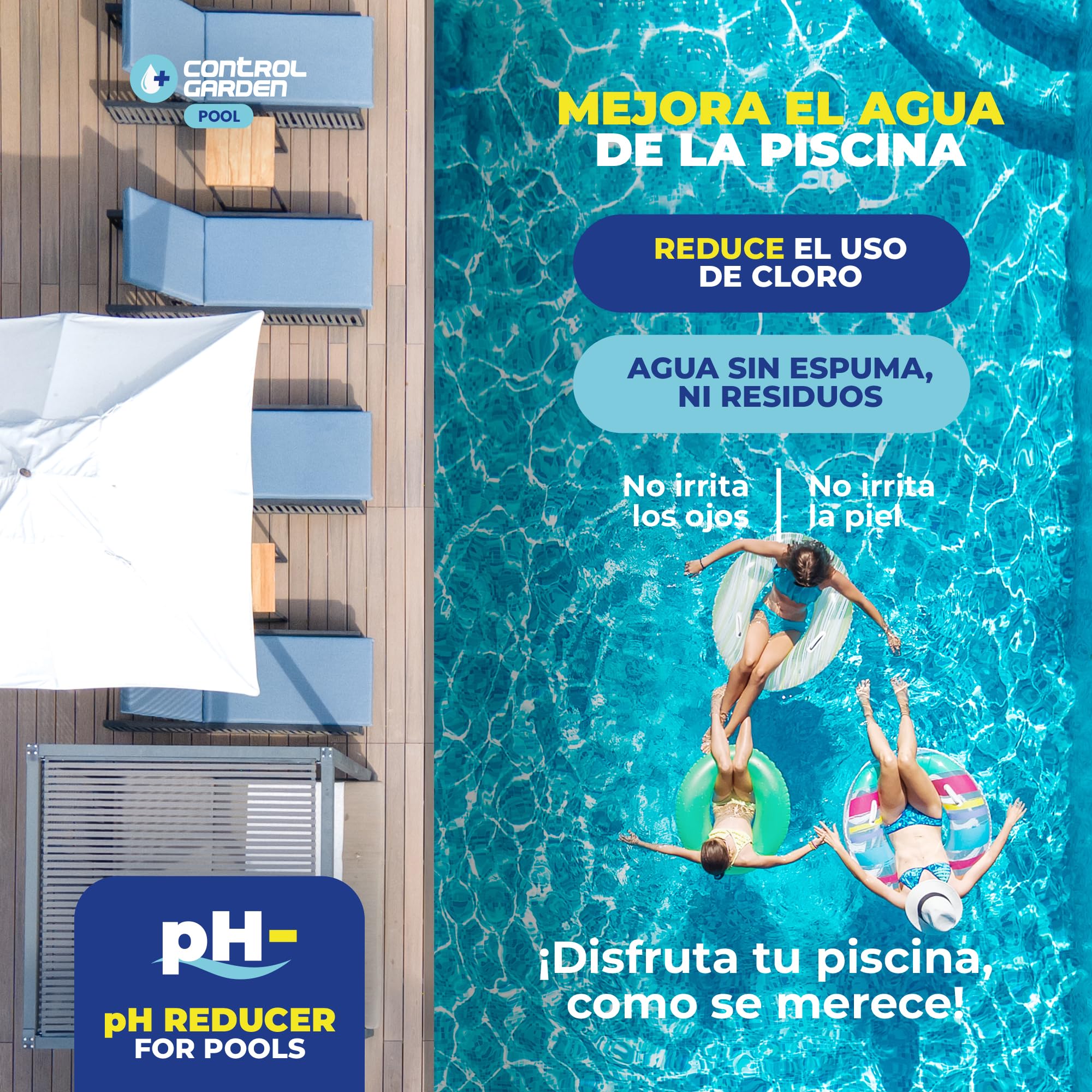 CONTROL GARDEN Bajador PH Piscinas 20 L | Reductor pH- Piscina Interior y Exterior | Minorador Líquido - Súper Concentrado | Pool Regulador de Poliester, Liner y Electrólisis Salina (20 L)