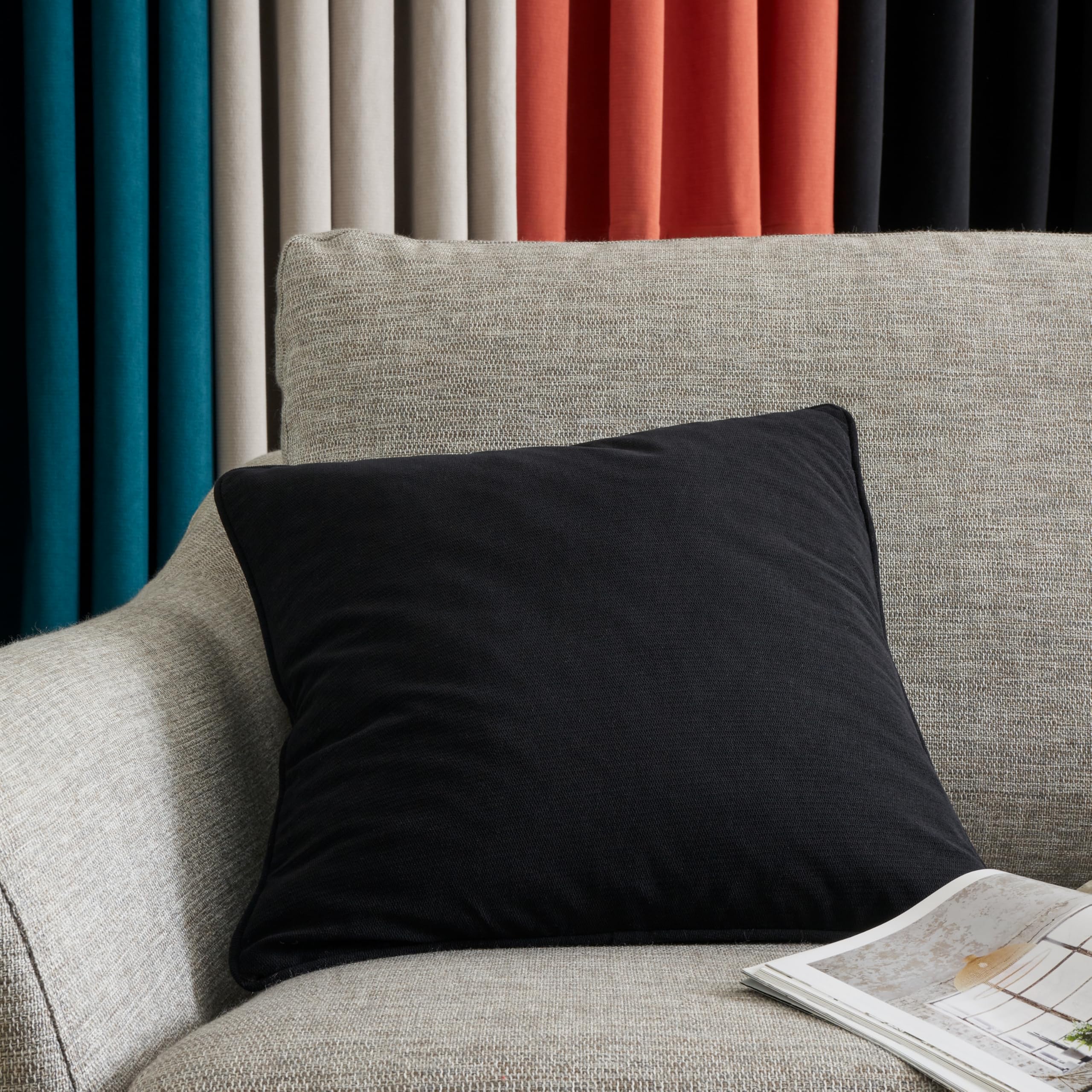 Catherine Lansfield Black 'Wilson Velvet' Cushion In | Size: 45Cm X 45Cm