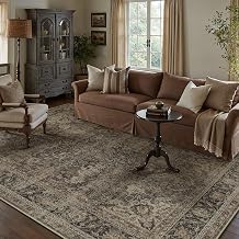 5x7 Washable Area Rug Brown Vintage Rug for Living Room