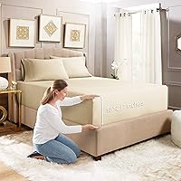 Vista 33 de Empyrean Bedding - Sábanas bajeras tamaño Queen, con sábana de cajón extra profunda – Juego de sábanas bajeras extra profundas, de 24 pulgadas