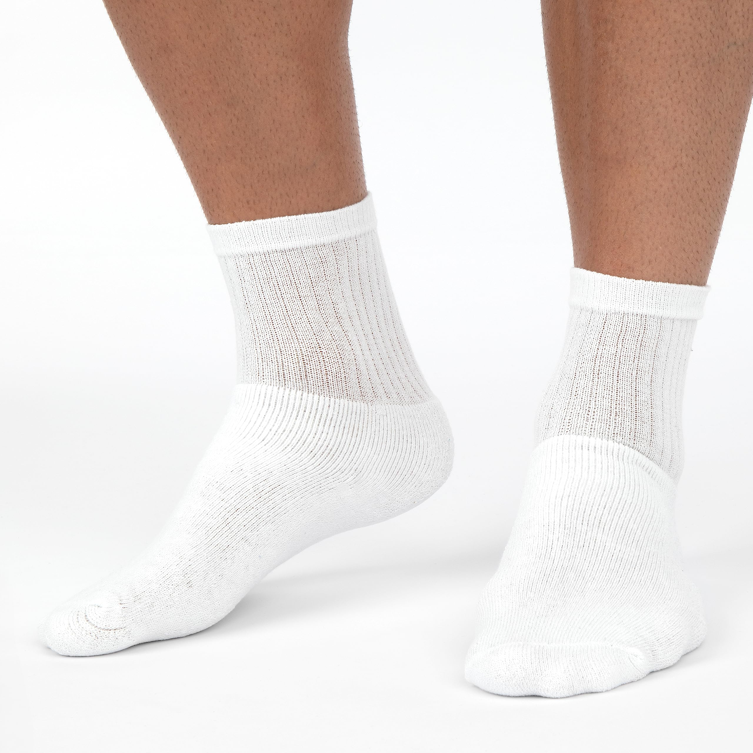 5, 10 o 20 paia di calzini TENNIS, 80% cotone, da uomo e da donna, colore bianco, con polsini confortevoli, qualità pesante 35-38, 39-42, 43-46, 47-49
