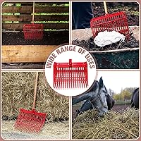 Vista 7 de Lasnten 6 cabezales de repuesto de horquilla de estiércol, cabeza de horquilla de 18 dientes con tornillos y tuercas, rastrillo de estiércol