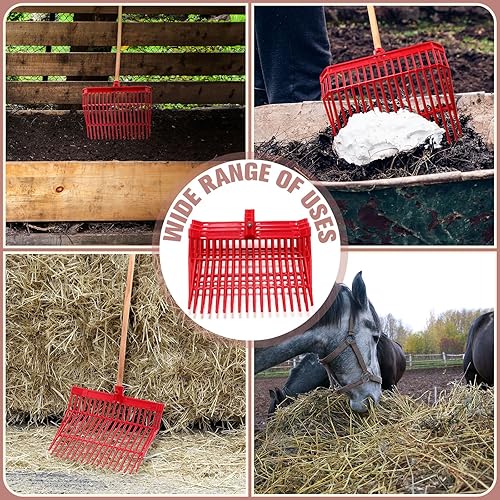 Miniatura 7 de Lasnten 6 cabezales de repuesto de horquilla de estiércol, cabeza de horquilla de 18 dientes con tornillos y tuercas, rastrillo de estiércol de