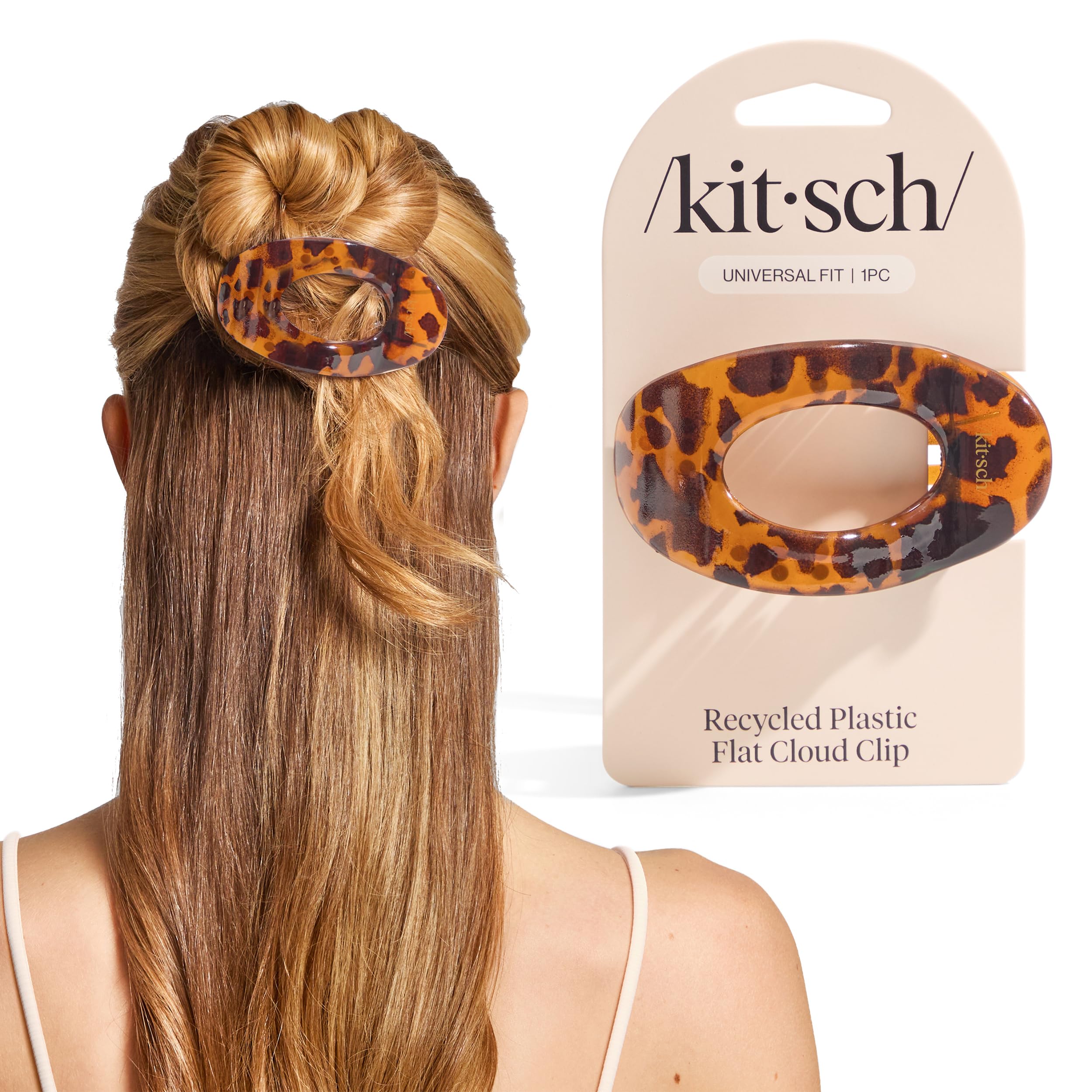 KitschMedium Flat Claw Clips for Women - Stylish Flat Hair Clips, Strong Hold for Thick & Fine Hair | Non-Slip for Secure, Comfortable All-Day Wear | Ideal Gifts for Women - Tortoise Design