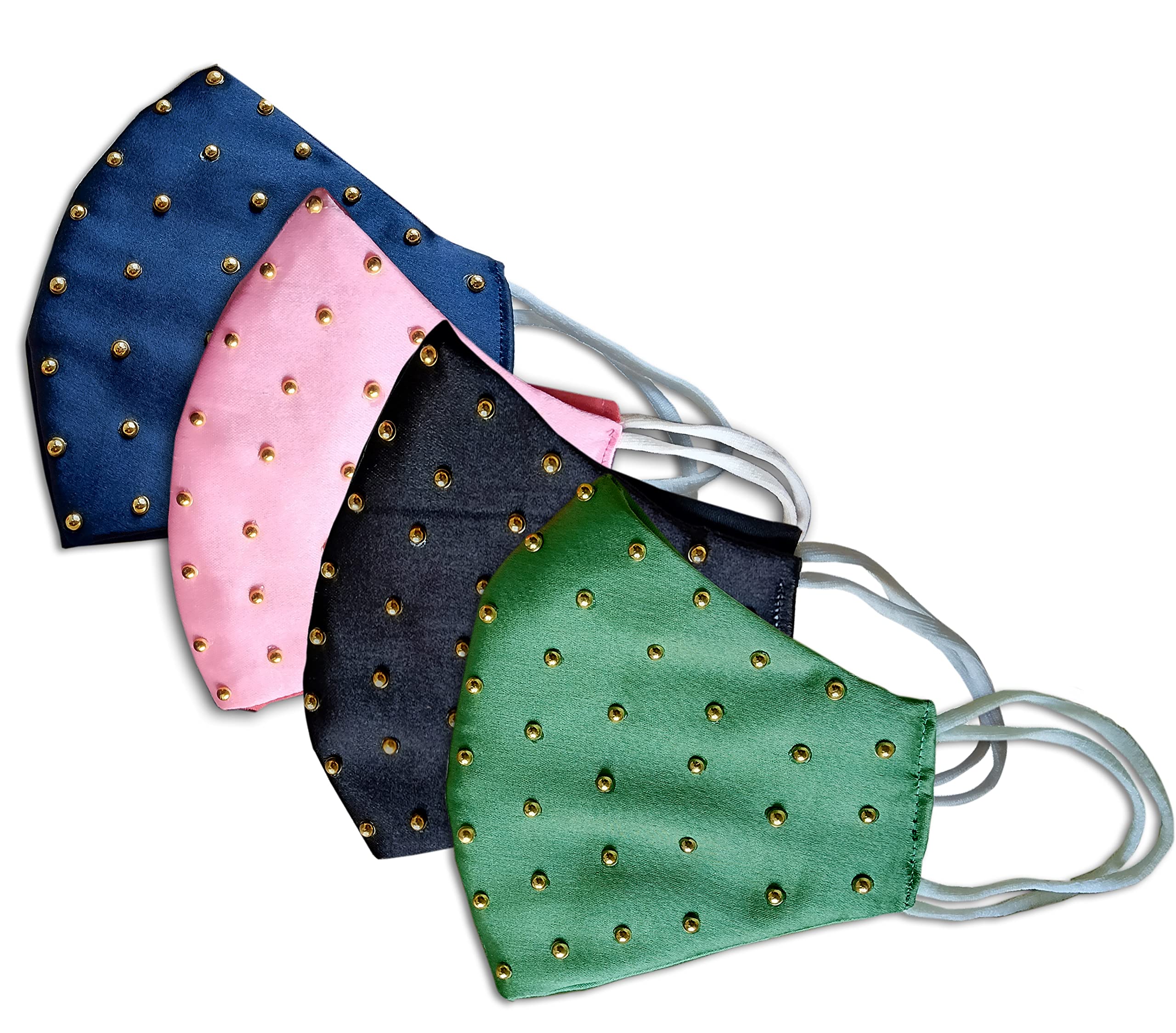 ᵀᴹ KIDS WEDDING SPECIAL Satin-Cotton Cloth Fancy Designer Face Mask | Washable Light Weight Satin - Cotton Masks (SMALL SIZE)-image-33