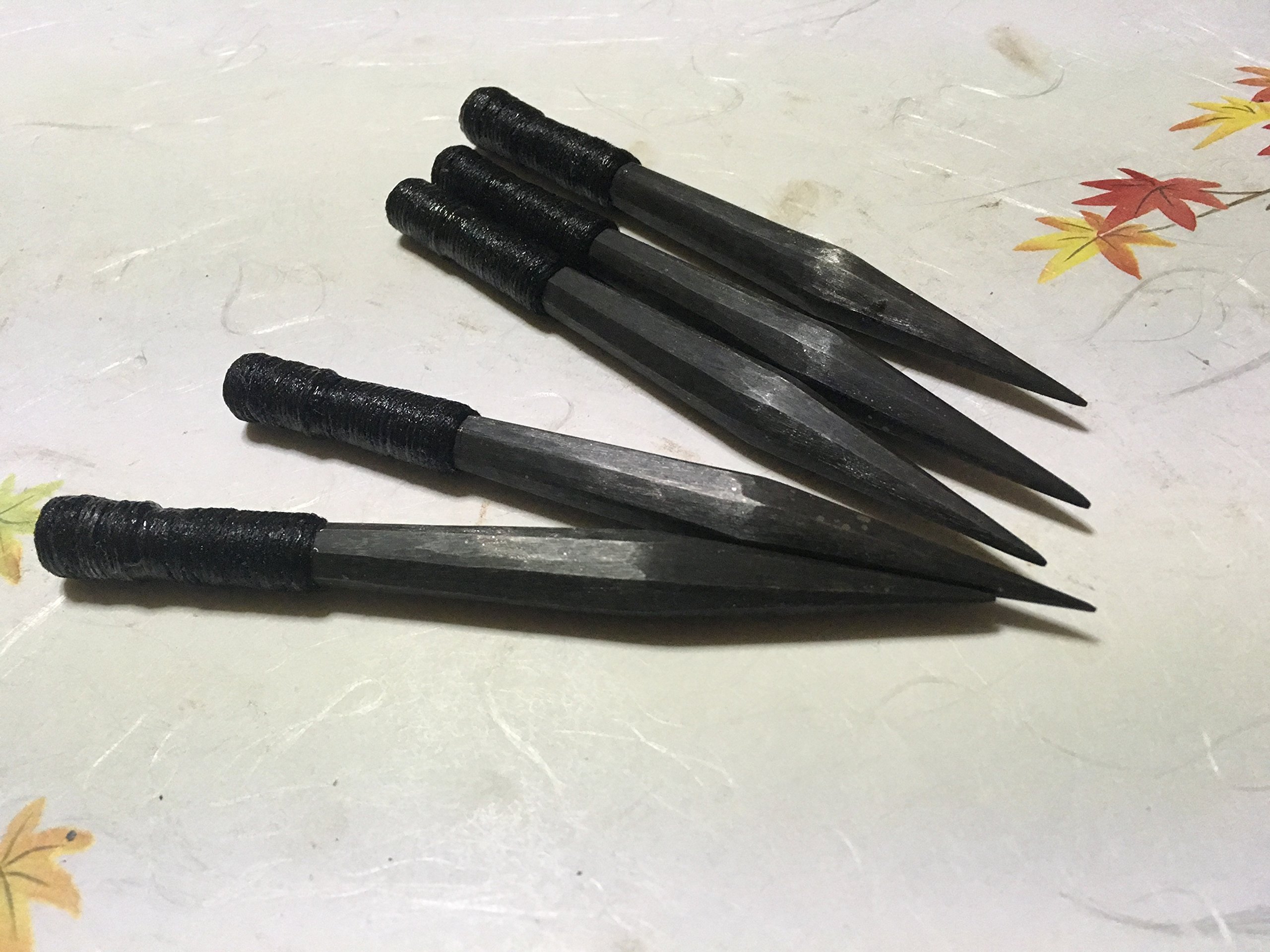 5本セット 本鍛造 紡錘八角棒手裏剣 巻き無し仕様 鉄扇堂 鍛造八角棒 