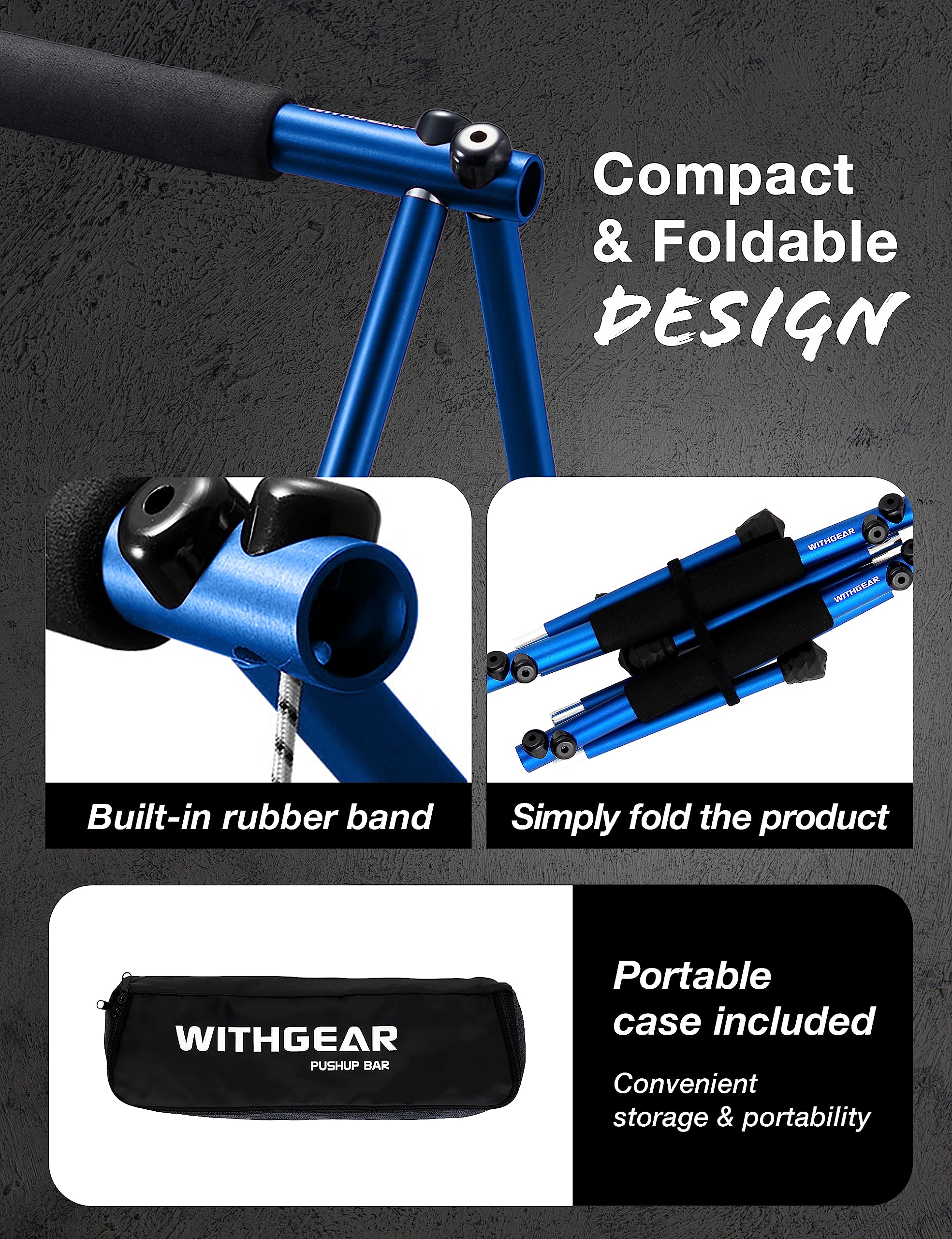Barra de empuje plegable, portátil y ligera, resistente, de metal de duraluminio y barra parallette para interiores y exteriores, para hombres y mujeres