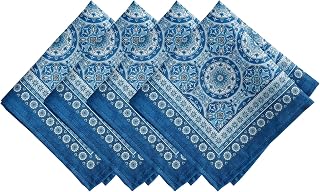 Elrene Home Fashions Vietri Medallion Blue Coastal Block Print Stain & Water Resistant...