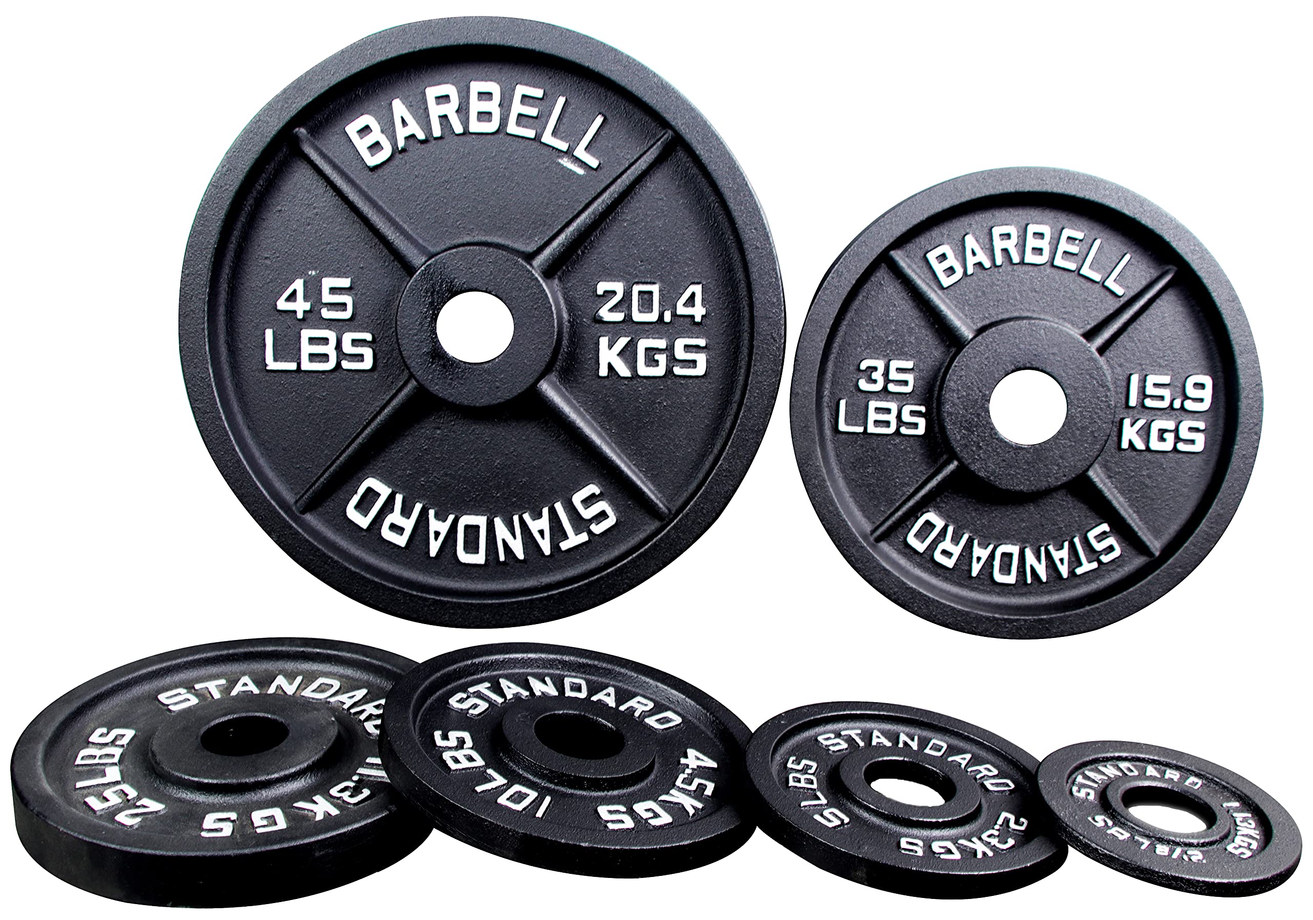 Sporzon! Cast Iron Plate Weight Plate for Strength Training and Weightlifting, Single, Black BBL-S45