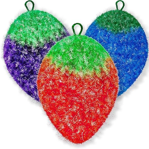 Fun - Esponja de cocina con forma de fruta para lavar platos, esponjas reutilizables para fregar, limpiar, lavar platos, esponjas sin olor, para