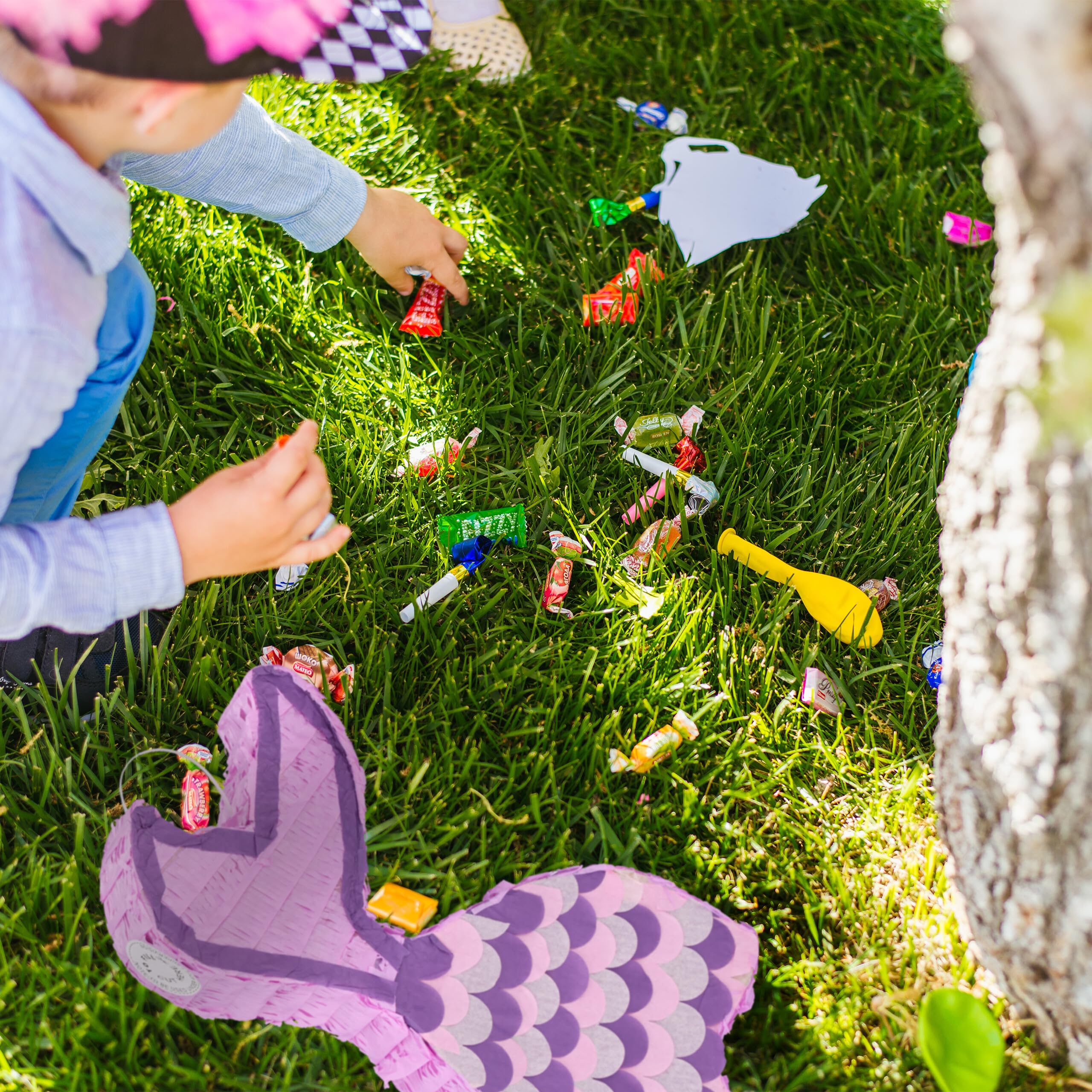 Relaxdays Pignatta Sirena, Piñata Vuota con Bastone e Maschera, Gioco Compleanno Bambini HLP: 37,5x20x8 cm, Lilla Rosa