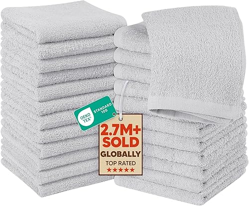 Miniatura 30 de Utopia Towels Juego de 60 paños de algodón – 100% algodón hilado en anillo, paños de franela de alta calidad, altamente absorbentes y suaves al Beige