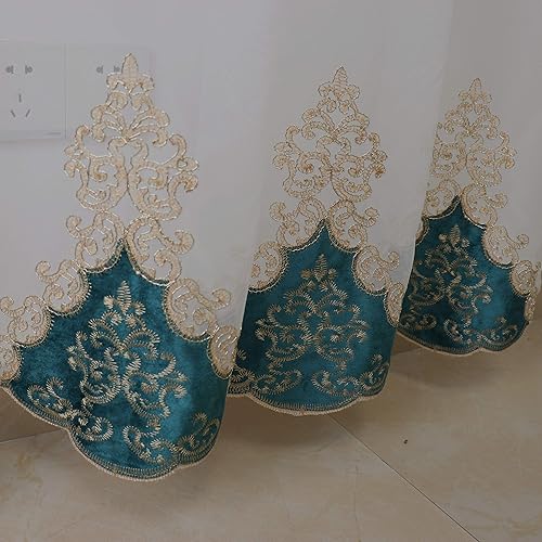 Miniatura 6 de SLOW SOUL - 2 paneles de lujo europeo, cortinas de terciopelo bordado tul para sala de estar, cocina, dormitorio, cortina transparente con bolsillo