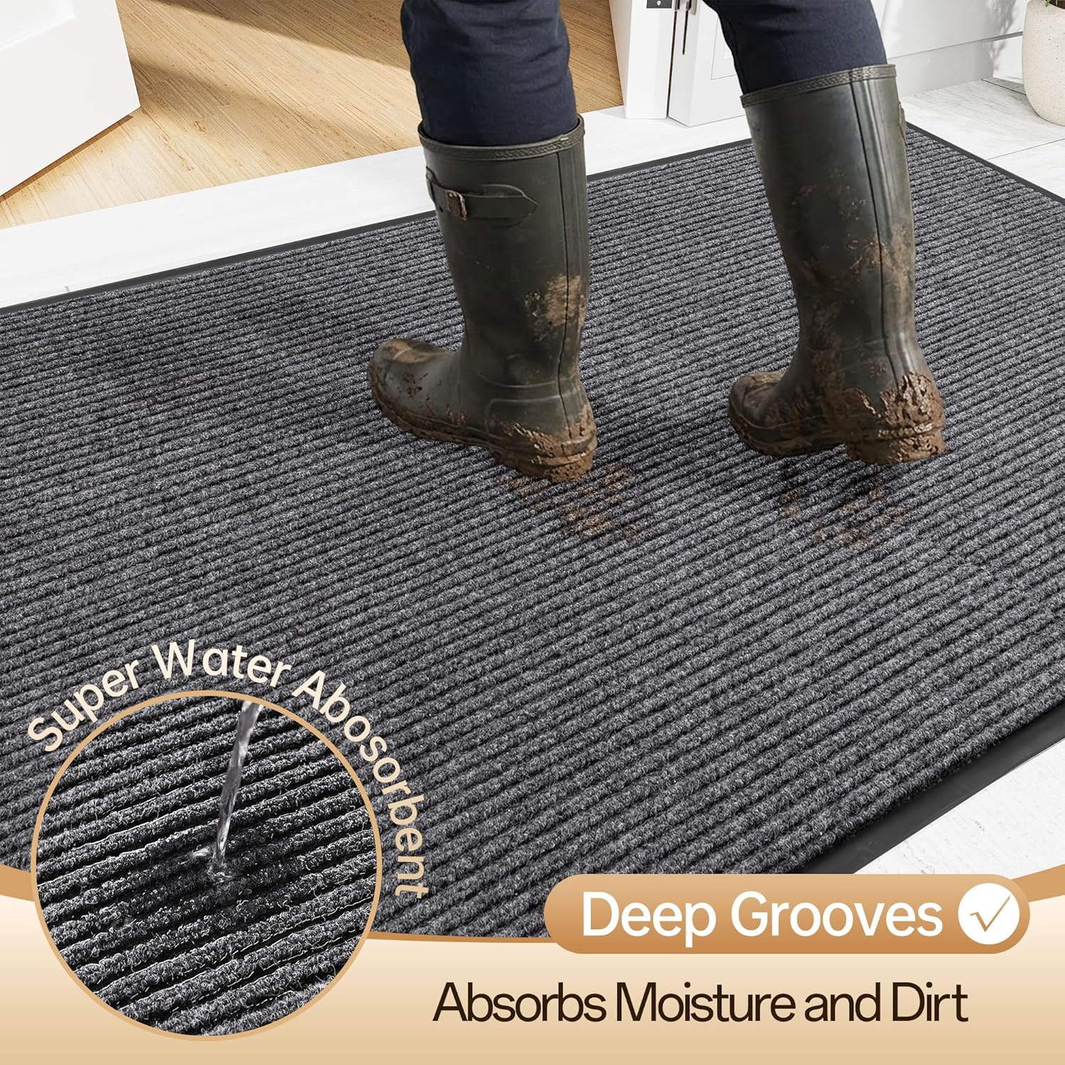 Amyracel Front Door Mat Indoor Outdoor Entrance, 48"x 96" All-Season Waterproof Doormat for Enterway, Heavy Duty Commercial Floor Mat, Fade Resistant, Rubber Back, Low Profile, Easy Clean - Image 3