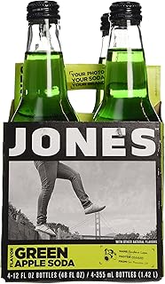 Jones Soda, Green Apple, 12 Fl Oz (Pack of 4)