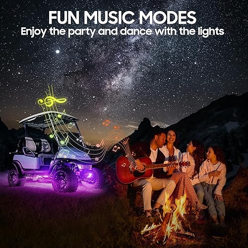 Miniatura 10 de 10L0L Kit de 6 luces debajo de la carrocería para carrito de golf con luces de toldo, tira LED para EZGO Club Car Yamaha, 24 modos multicolor RGB