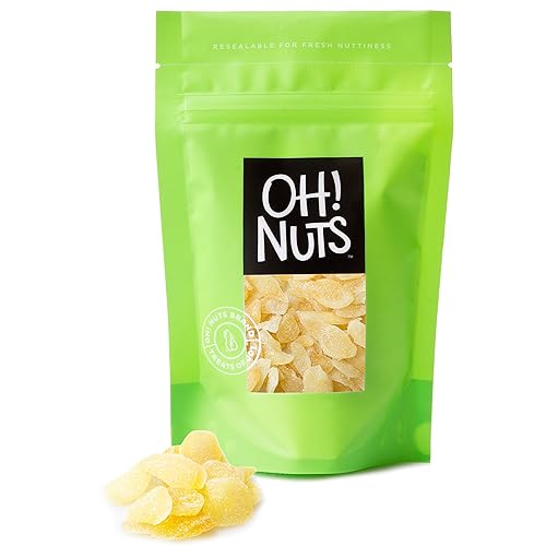 Oh! Nuts Caramelos de jengibre, gomitas masticables con revestimiento de azúcar cristalizada Para aperitivos, náuseas, mareos matutinos y mareos