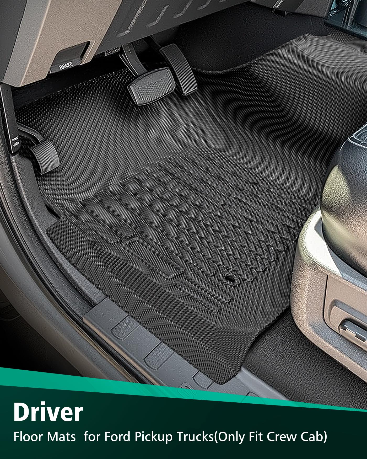 DiffCar for Ford F250 F350 F450 F550 Floor Mats Crew Cab 2008 2009 2010 Without Manual Shifter Footwell — view 4