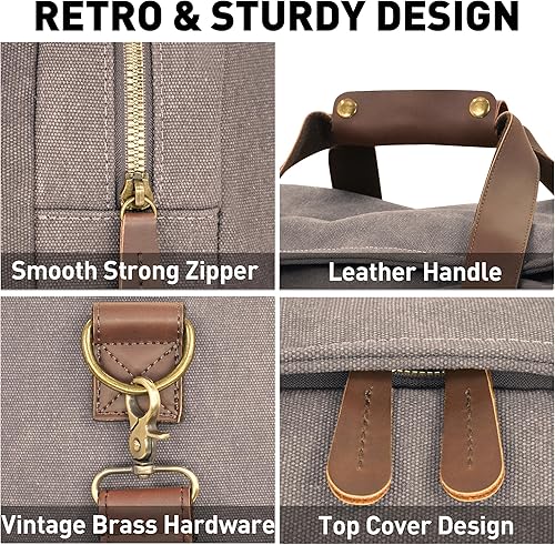 Miniatura 5 de Nomad - Bolsas de viaje de 50 litros para hombre, bolsa de lona de lona vintage de cuero genuino, bolsa de viaje multifuncional para fines de semana