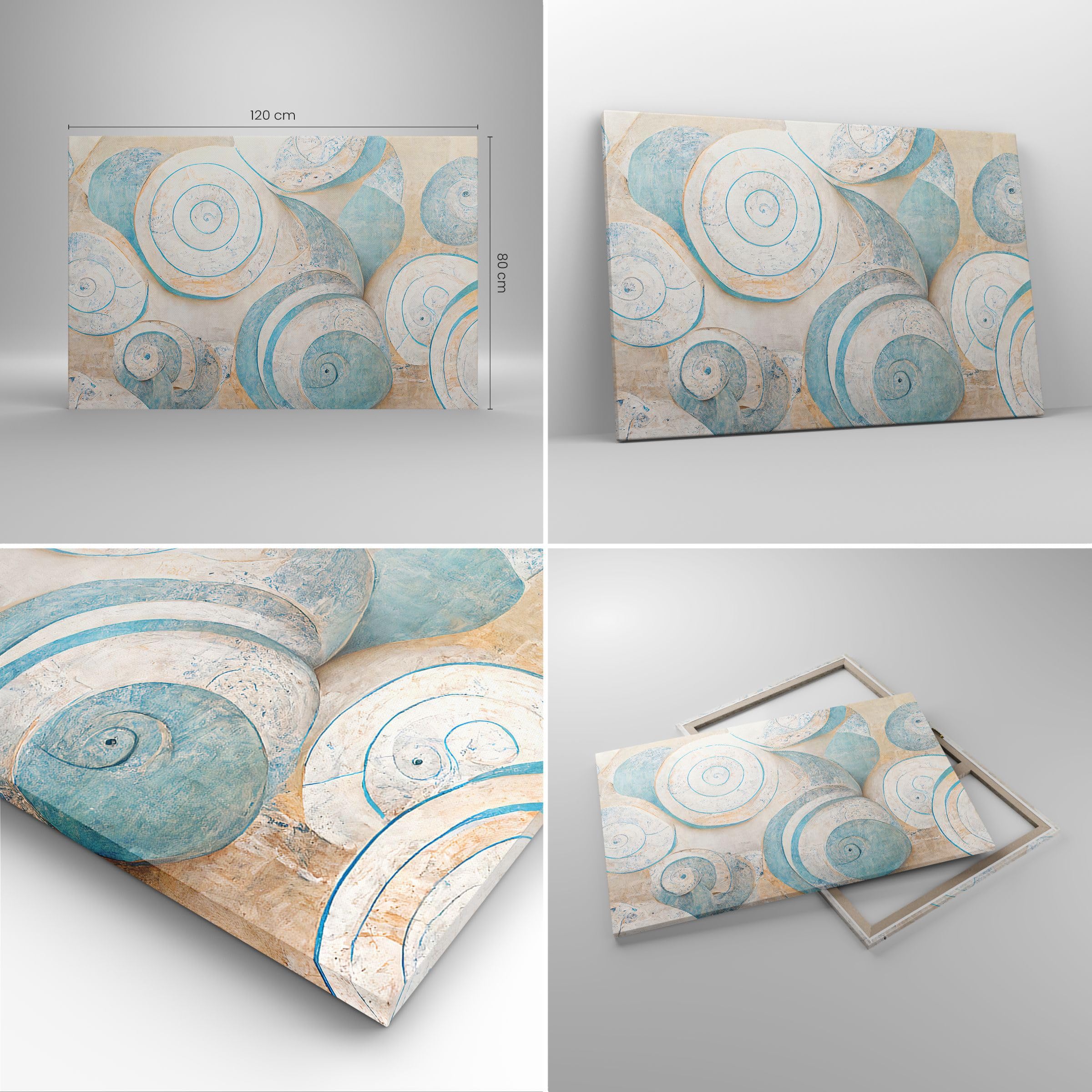 Lienzo Decorativo 120x80cm Moderno Horizontal Abstracto Marino - 5653 | Minimalismo Conchas Brillante Cuadro sobre Lienzo Grande Arte mural Decoración del Hogar Salón Dormitorio Cuadros de Pared