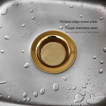LASSHSWA Kitchen Sink Strainer Stainless Steel, Kitchen Sink Drain Strainer, Gold Sink Strainers for Kitchen Sinks with Large Wide Rim 4.5 Diameter (2 PCS)