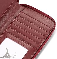 Vista 9 de HISCOW Funda para chequera con cremallera y tarjetero con divisor - Piel de becerro italiana, Rojo vino, Classic