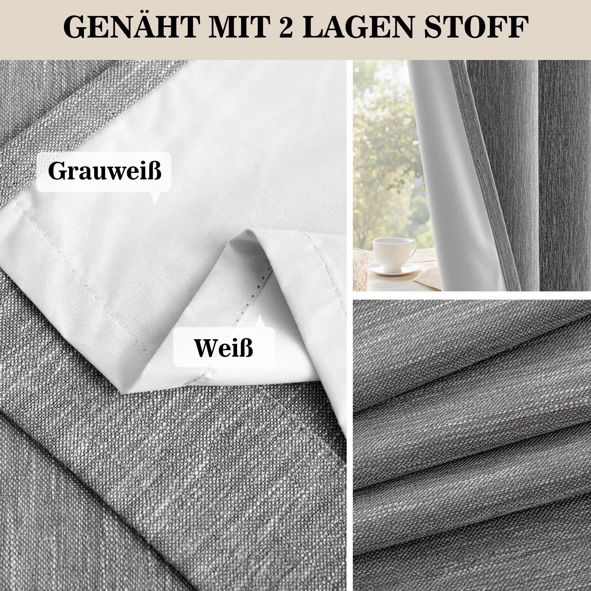 MYSKY HOME Rideau Occultant Gris Foncé Anti Chaleur Rideaux Thermiques de Porte Anti Chaleur 140x260(LxH) pour Chambre Salon Maison, Opaque à Oeillets Isolation Decoration Curtains Lot de 2