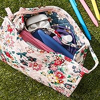 Vista 3 de Vera Bradley Bolsa organizadora de maquillaje cosmético trapecio de algodón para mujer Cuarzo rosa