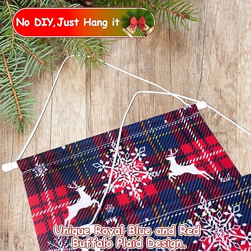 Miniatura 4 de Ideales Decoraciones de Puerta y Porche de Navidad, Grandes 71x12 pulgadas, Premium Bandera de Feliz Navidad, SIN-DIY, Diseño Clásico, Tela de Alta