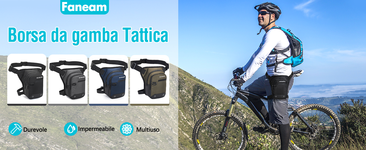 Borsa Da Gamba Tattica Impermeabile - Marsupio Cosciale Regolabile Per Moto, Ciclismo E Sport - Foto 3