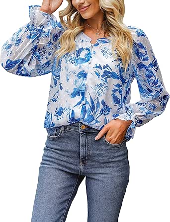 Selestia - Floral Button-Up Blouse